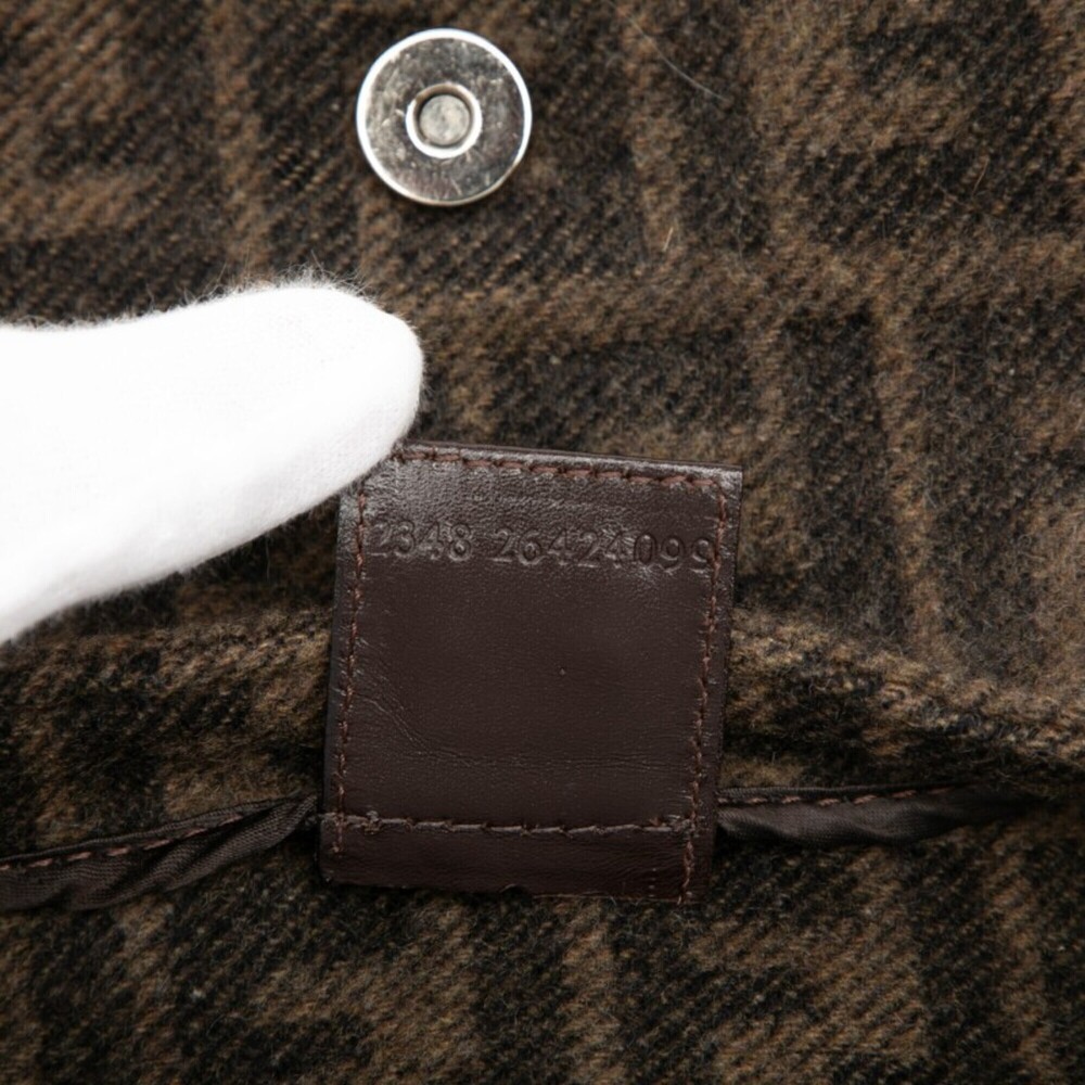 Fendi Zucca Mamma Bucket Handbag One Shoulder Bag 2348 26424099 Brown Wool Le... - Picture 6 of 6